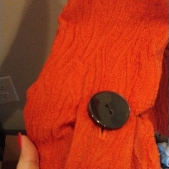 Sz L - Ali Miles NWT Rust high collar jacket w/rippled pattern. Big buttons - Picture 3 of 5